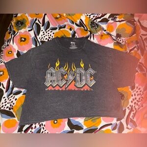 AC/DC Charcoal Crop T-Shirt women XL